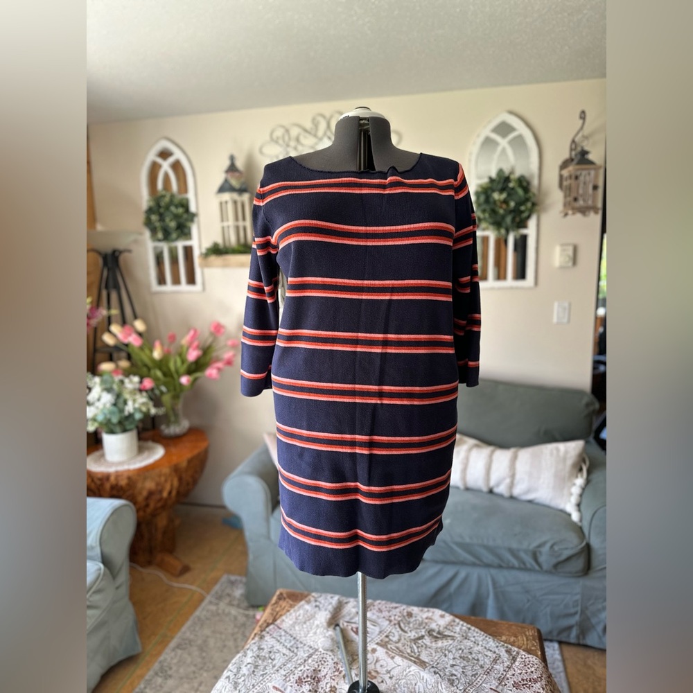 Gap Striped Navy and Red Sweater Dress